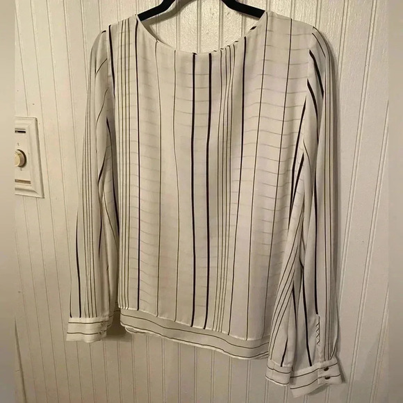 White House Black Market window pane double layer blouse - Picture 7 of 11